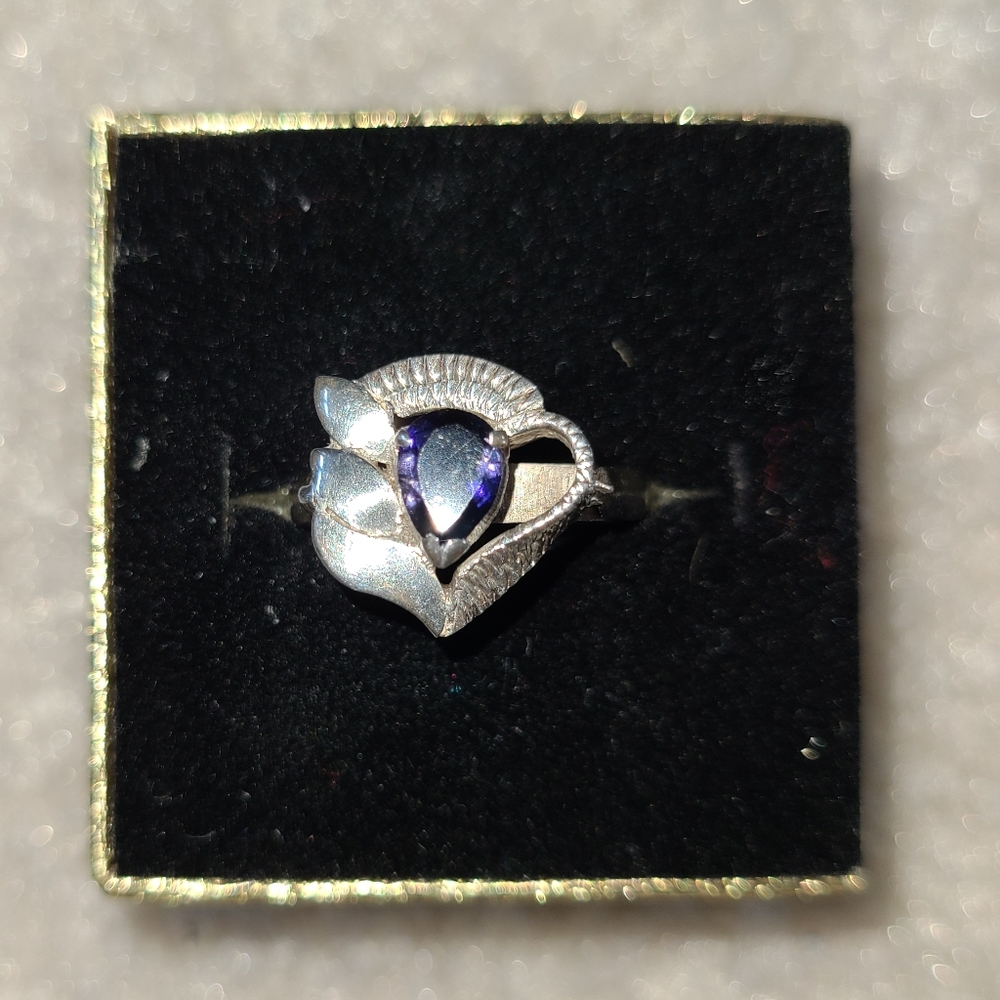 Amethyst Silver Ring Sz 6